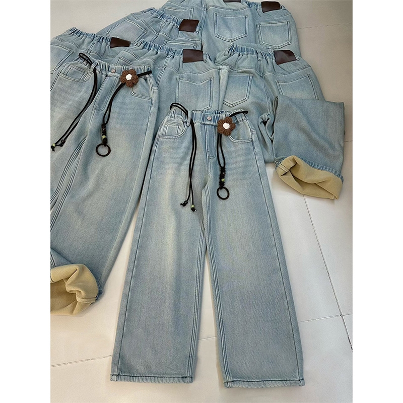 女童秋冬韩版牛仔直筒裤