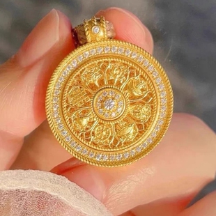 南非锡金古法八宝罗盘吊坠时来运转项链转运珠毛衣链不掉色合金