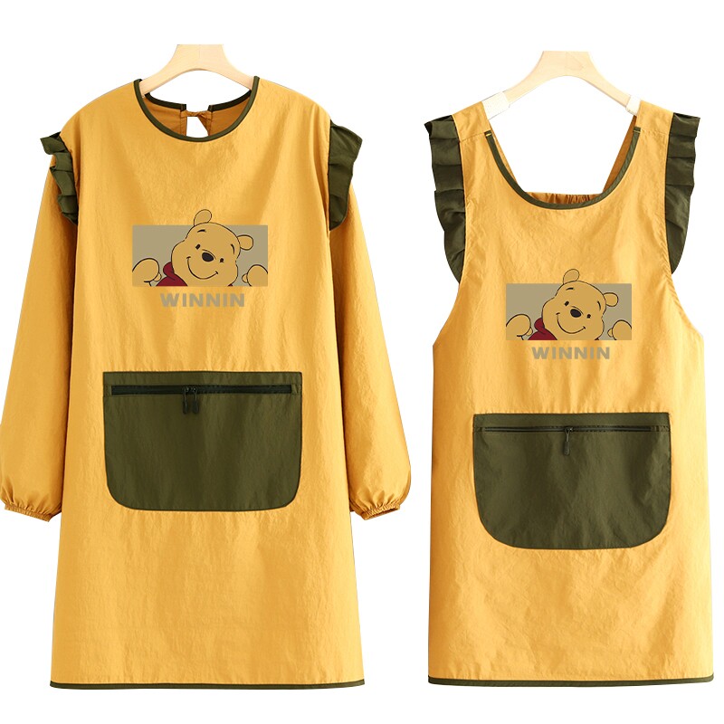 时尚卡通防水长袖围裙家用厨房防油罩衣餐饮专用上班工作服男围腰