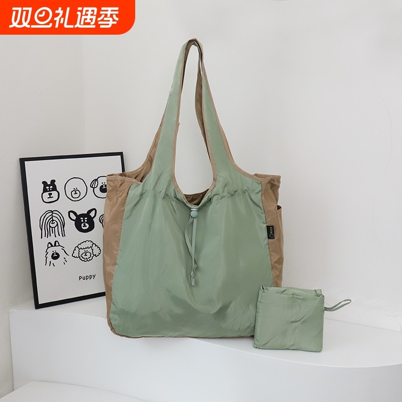 抽绳购物袋时尚可折叠便携女环保袋旅行单肩包超市防水买菜包手提