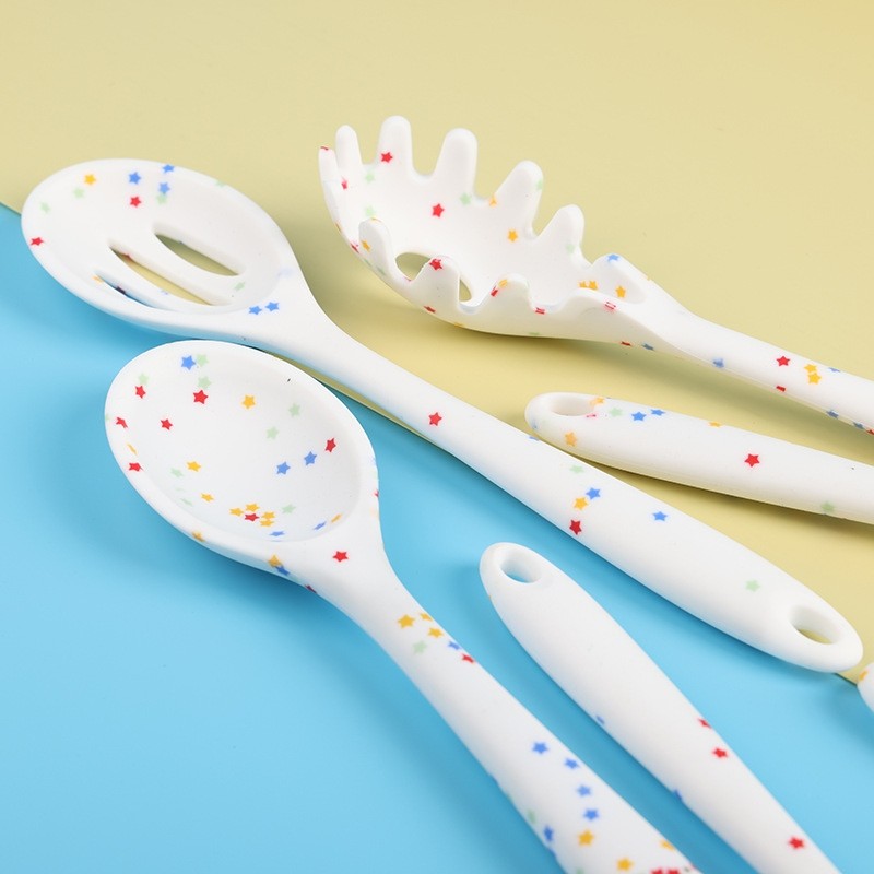 厂家批发硅胶厨具6件套家用厨房炒菜锅铲烹饪铲勺不粘锅锅铲捞篱