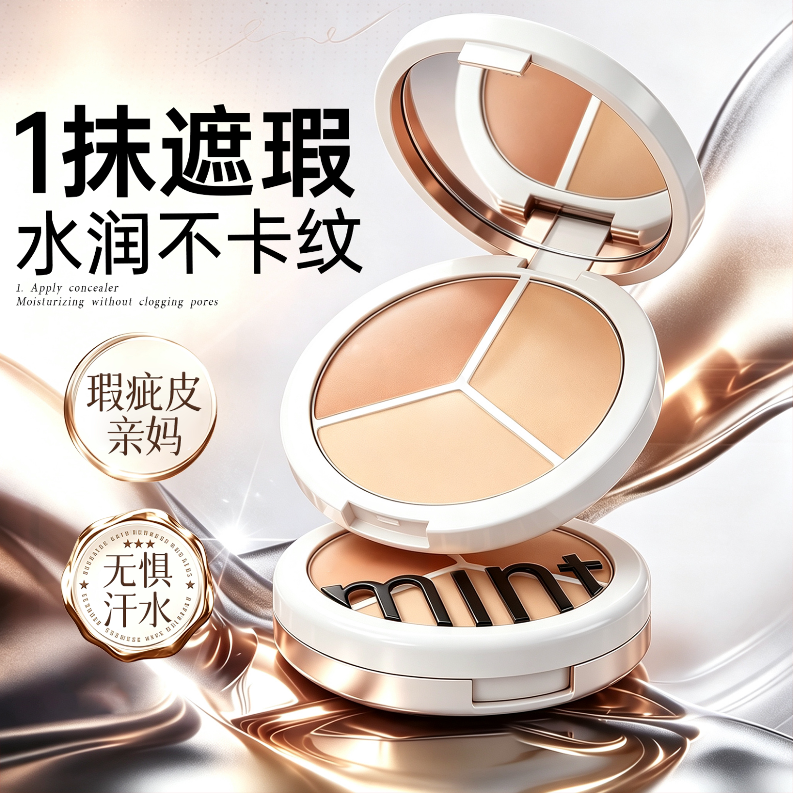 三色遮瑕膏遮盖斑点强力巨遮瑕脸部水润修容黑眼圈官方旗舰店正品