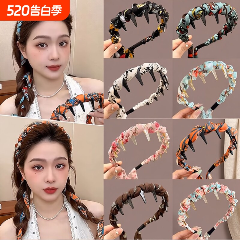 两飘带发箍2026新款女高颅顶编发头箍头饰黑色波点粉色蓝色绿色