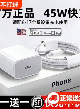 【国家3C认证】45W快充适用苹果充电器头iPhone17/15/14/13/12ProMax手机PD原装数据线16插头正品iPad一套装