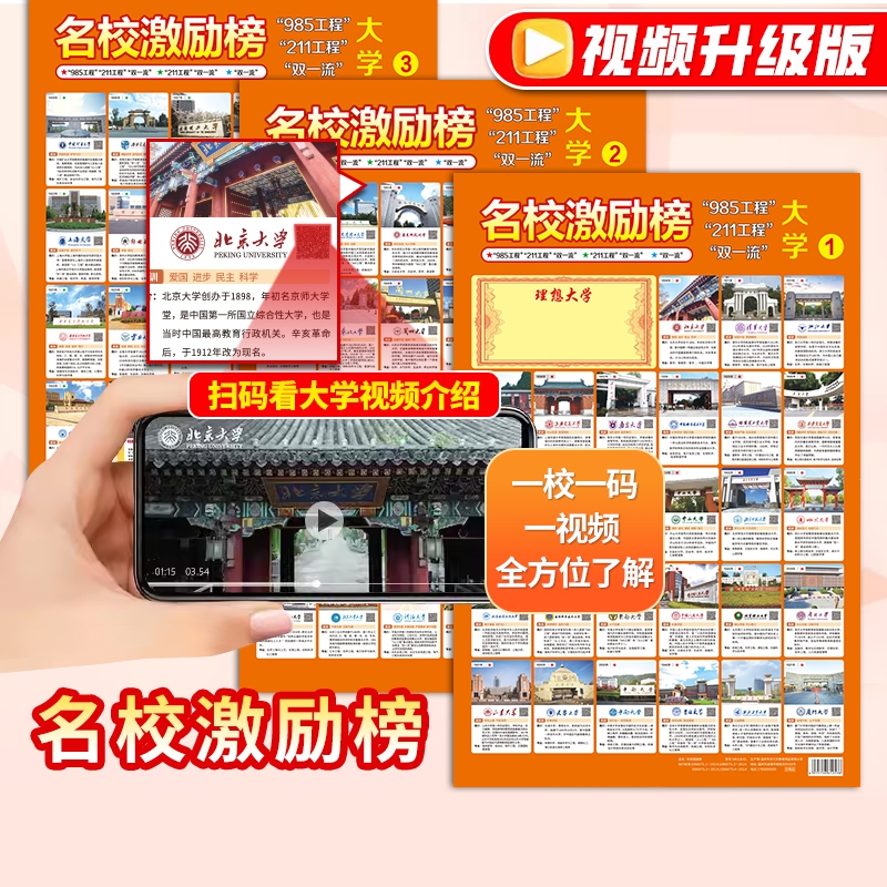 小学高中高考大学目标贴纸挂学生激励榜名校墙贴985211家规重点