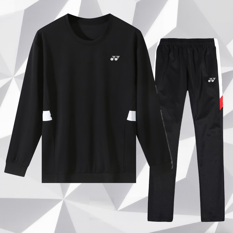 YY羽毛球服运动长袖长裤套装速干透气男女球衣乒乓球比赛训练秋季