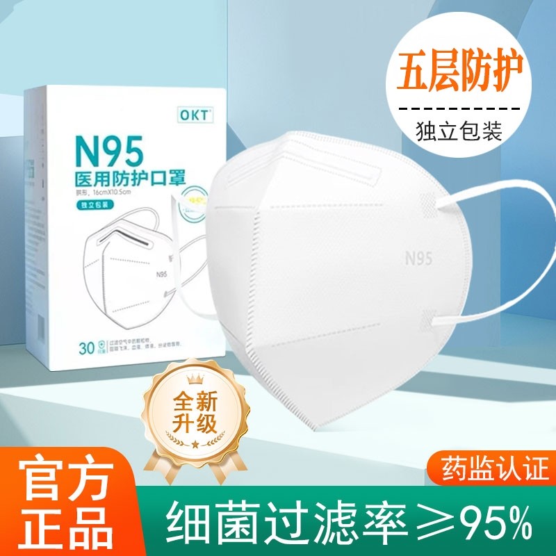 成人一次性N95医用防护口罩五层熔喷布防尘雾霾飞沫PM2.5儿童