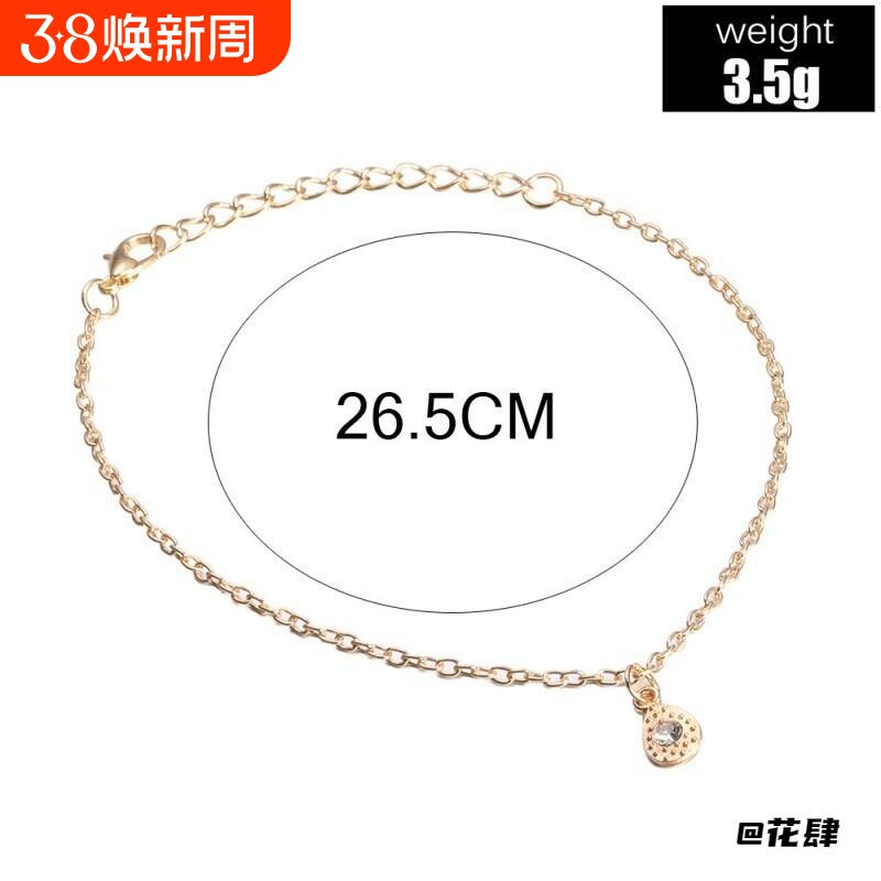 简约简约单层水滴韩系小众小清新水钻饰品夏季欧美脚链饰品脚饰女