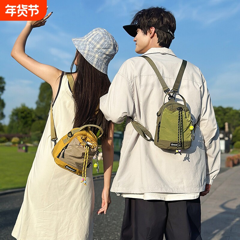 多功能露营双肩小背包女斜挎包包户外运动骑行水壶包轻量化手机包