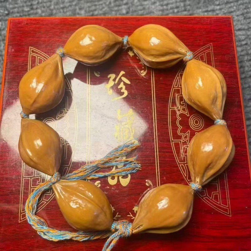 纯天然梅林铁核橄榄核素串三佛财神橄榄核男女款大籽文玩手串