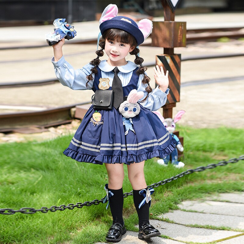 疯狂动物城兔子警官朱迪套装儿童衣服女童cos迪士尼洛丽塔公主裙