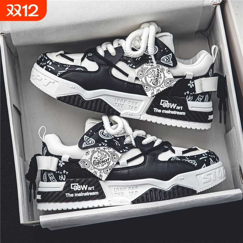 啄木鸟2025新款增高男士平板鞋 韩版风格休闲运动鞋 小众原创厚底