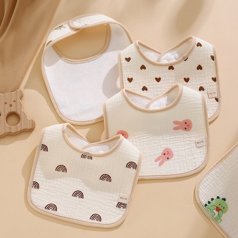 儿童口水围兜新生婴儿防水吐奶u型纯棉纱布旋转宝宝围嘴男女四季