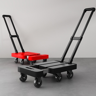 大轮静音小板车平板车家用商用伸缩小拉车折叠拉货车小拖车手拉车