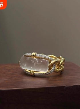 小方糖中古vintage镶钻戒指女小众轻奢高级感指环婚礼刻字可调节