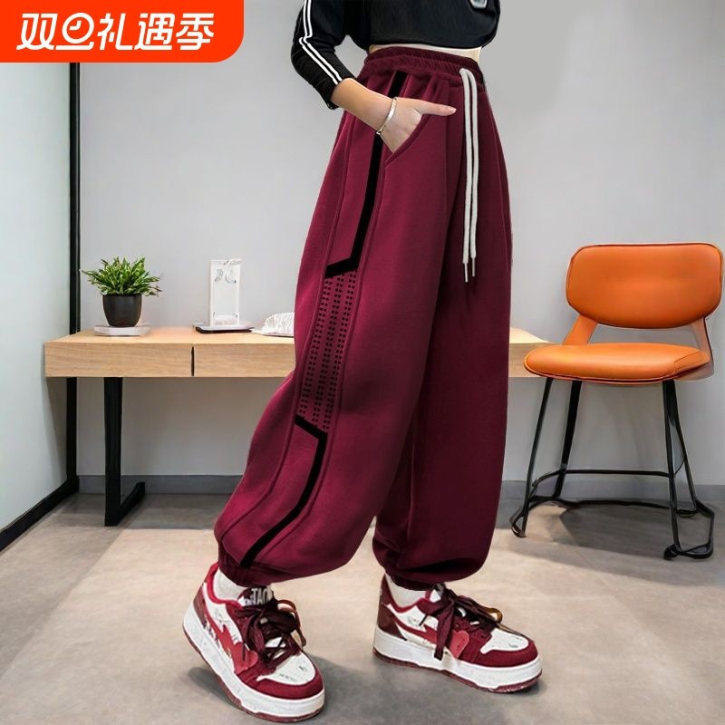 女童裤子春秋款女大童秋款运动裤洋气百搭束脚卫裤秋天儿童哈伦裤