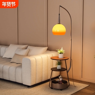 法式中古风落地灯客厅卧室床头柜沙发旁边几美式复古置物茶几一体