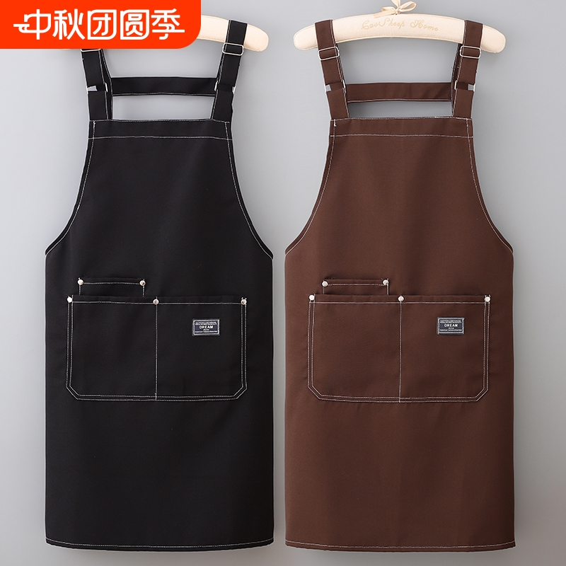 牛仔围裙加肥中长款耐磨调节围腰