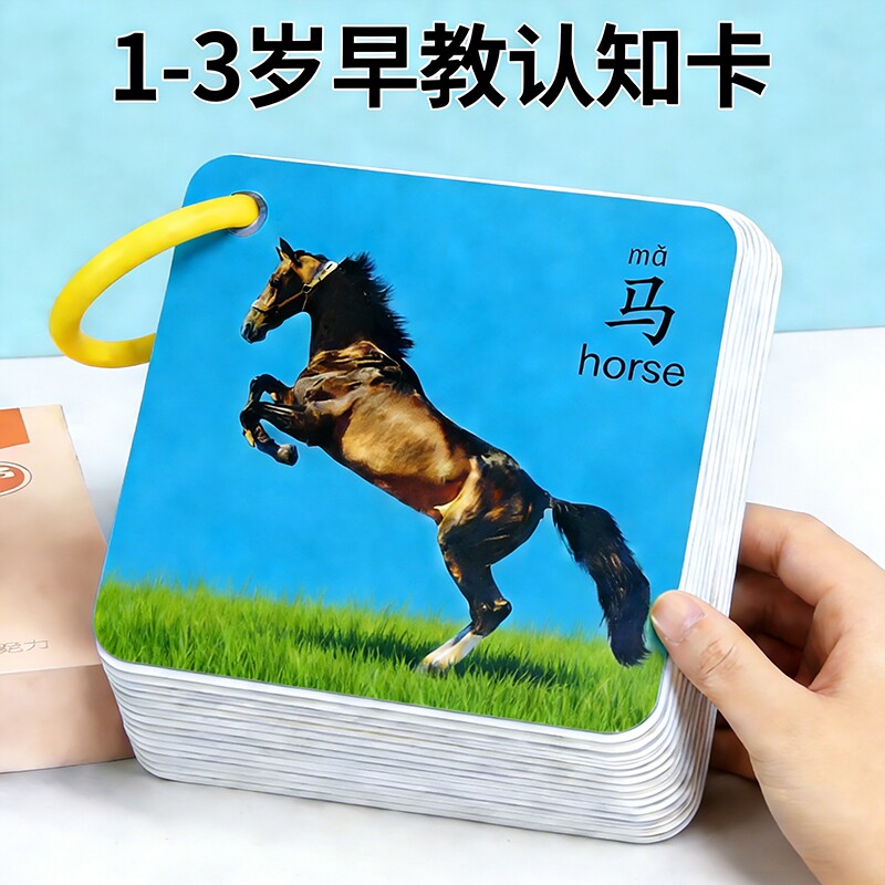 儿童卡片早教认知启蒙书动物世界认知卡幼儿数字益智玩具大尺寸