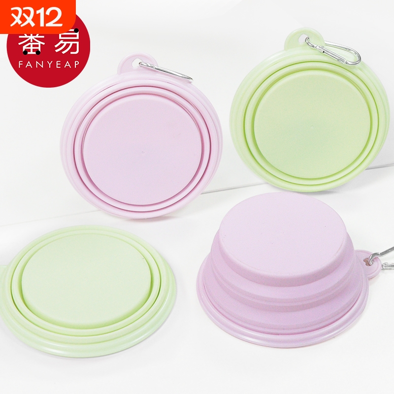 宠物折叠碗A1vq0-硅胶碗狗碗宠物折叠碗带挂钩随身携带中小型