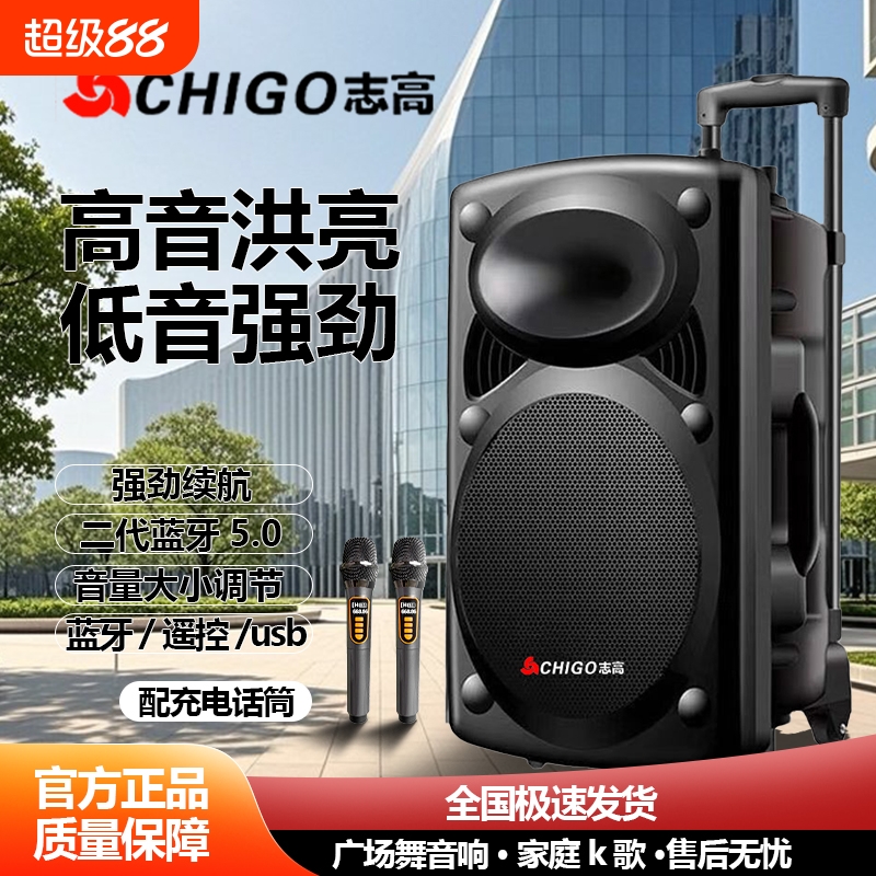 志高广场舞蓝牙音响重低音炮家用k歌长续航大音量户外音箱高音质