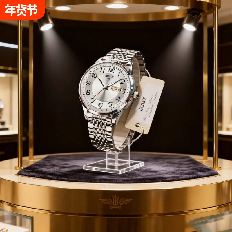 全自动男表手表男款机械风全自动防水数字双日历防水腕表男高级感