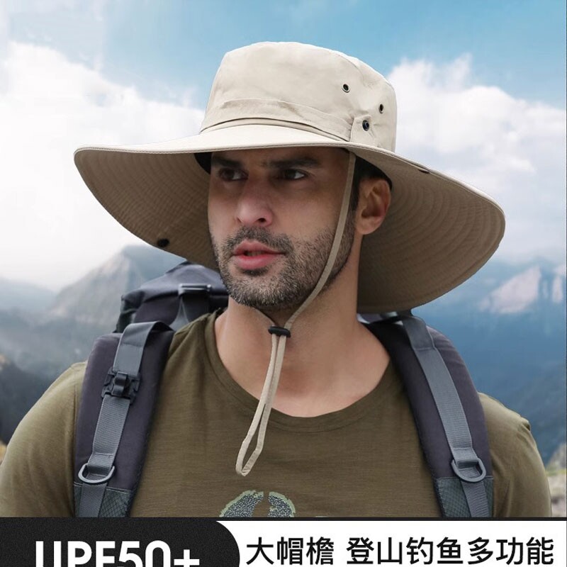 西部牛仔帽渔夫帽女防晒帽户外遮阳帽子徒步登山帽男大帽檐平顶图片