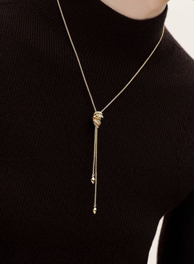 明星同款Onchic缠绕丝带项链秋冬毛衣链女中长款小众轻奢高级感