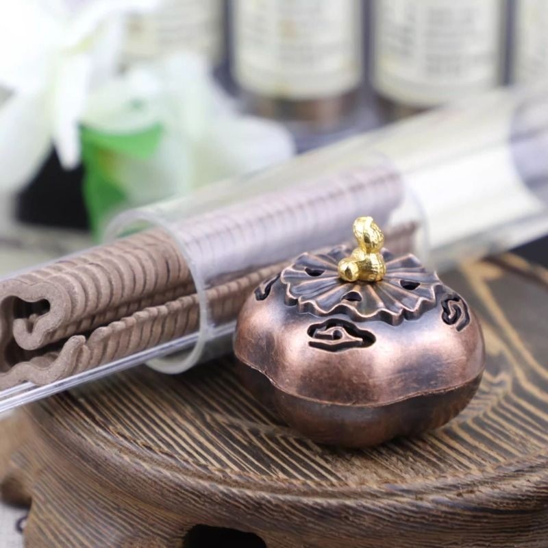 新中式好柿花生香炉搭配檀香底座香薰仿插香炉家居摆件香炉