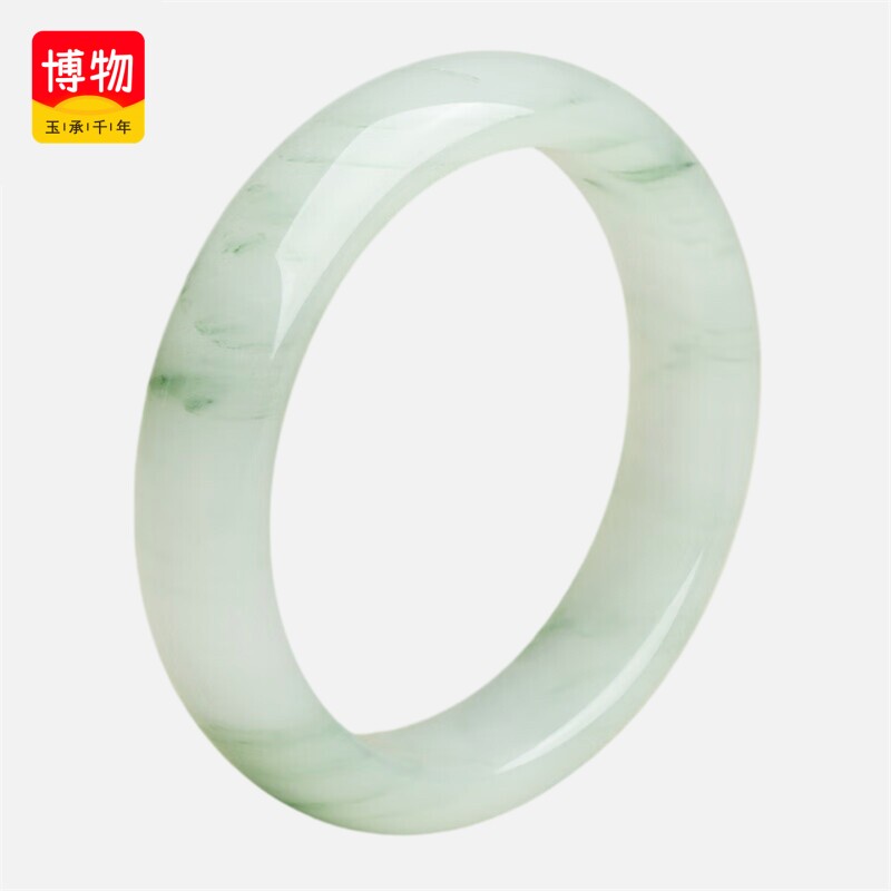 博物有道无酸洗染色天然新疆和田天山翠手镯扁条手镯圆条玉石手镯