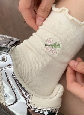 白色花边堆堆袜子女2026新款爆款中筒袜春夏薄款纯棉防脚气防臭