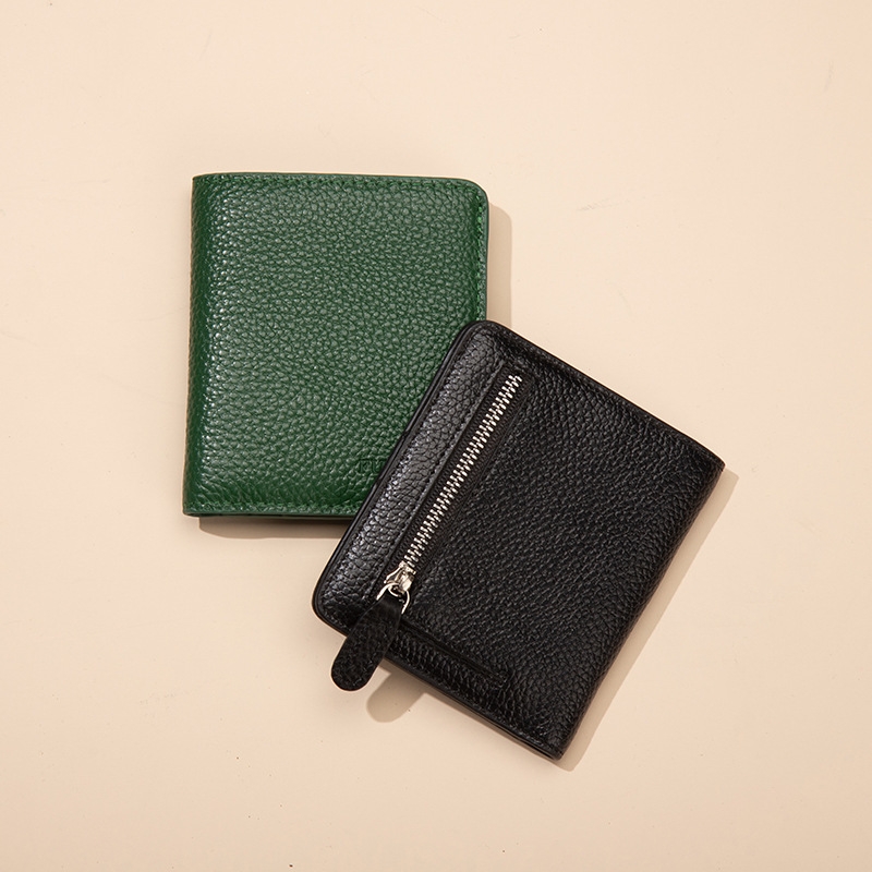 跨境热销真皮小钱包RFID防盗刷短款多卡位证件票据零钱夹卡包批发