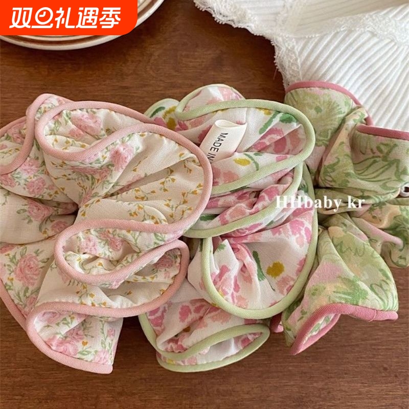 韩国法式复古碎花大肠圈森系甜美发圈扎头发绳丸子头马尾头绳布艺