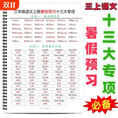 三年级上语文暑假预习十三大专项