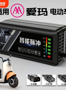 适配爱玛电动车电瓶充电器48V12AH60V20安72伏艾铅酸石墨烯新国标