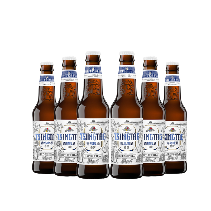 青岛啤酒白啤小瓶330mlX6瓶麦香浓郁