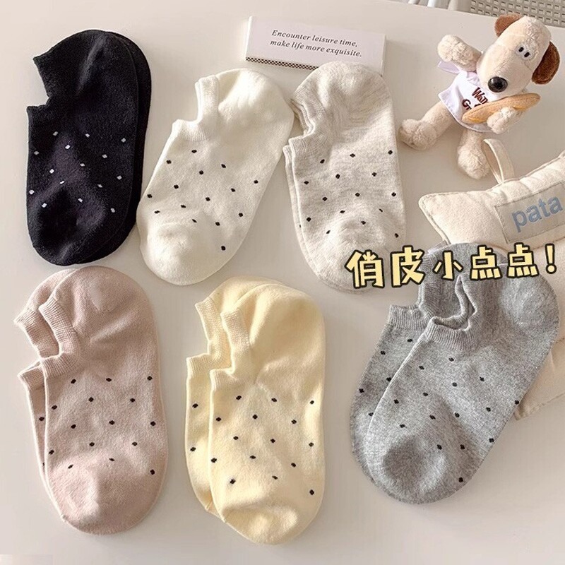 奶白袜子女款春夏薄款纯色棉船袜学生隐形夏天浅口女士短袜不掉跟