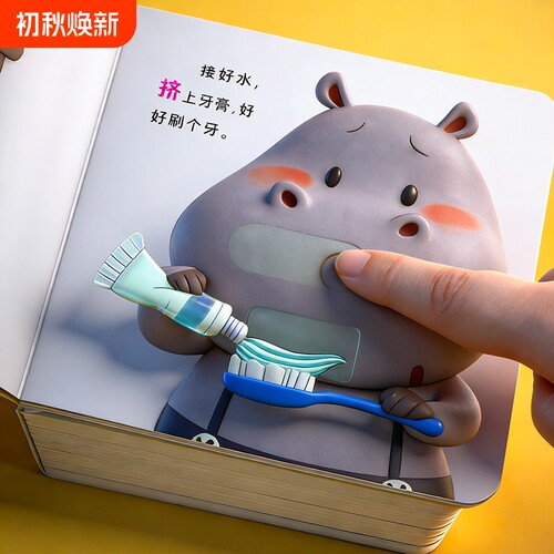幼儿宝宝推拉书好习惯养成绘本机关书一到两岁儿童立体翻翻书益智玩具书启蒙认知早教书籍游戏书精装硬壳撕不烂亲子互动识字专注力