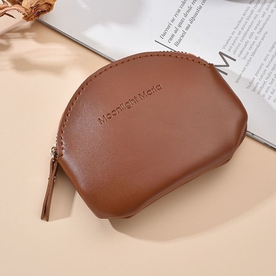 复古迷你真皮质感拉链零钱手拿包女简约日系口红硬币包随身小包