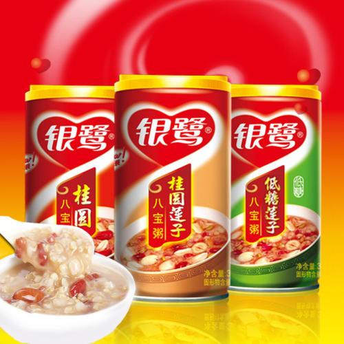 银鹭八宝粥桂圆莲子360g早餐速食粥五谷杂粮整箱装低糖绿豆罐装