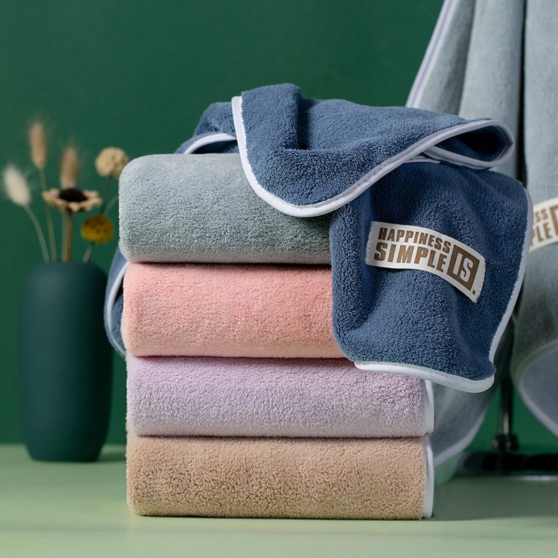 毛巾家用洗脸男比全棉吸水洗澡珊瑚绒不掉毛大号擦头发女柔软亲肤