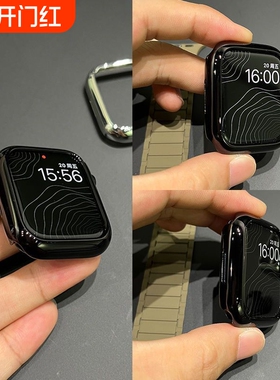 适用苹果applewatch10保护壳s9手表Ultra半包表壳iwatch8/7/6/5/4SE防摔TPU49硬壳42/46mm黑色透明全包边框