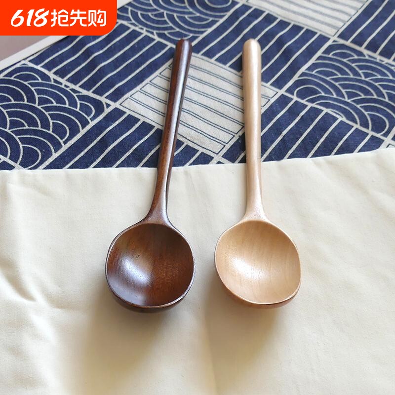 热销吃播同款勺子特大号木头吃饭勺网红汤勺木餐具长柄木勺家用勺