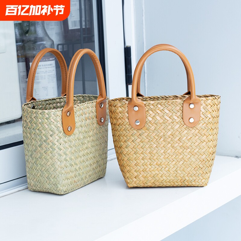 草编包手工编织小众设计手拎女包时尚气质手提小包海边度假沙滩包