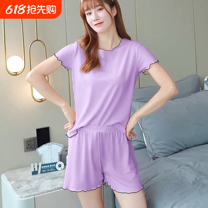 冰丝冰凉感睡衣女宽松可外穿2024年新款短袖家居服夏速干条纹柔软