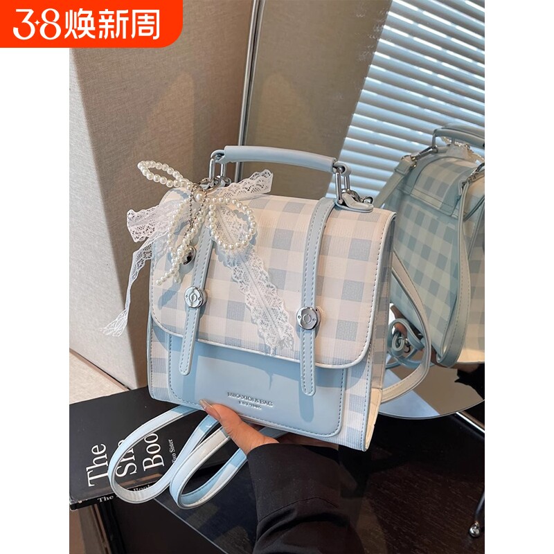 伊布古奇上课通勤学院风女士双肩包2025新小众百搭斜挎包防水结实