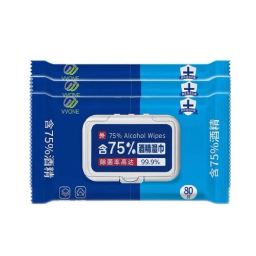 酒精湿巾75度消毒抑菌湿巾80片*3包