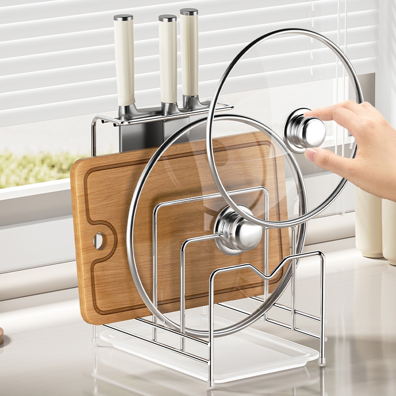 【超多功能】台面不锈钢菜板刀架