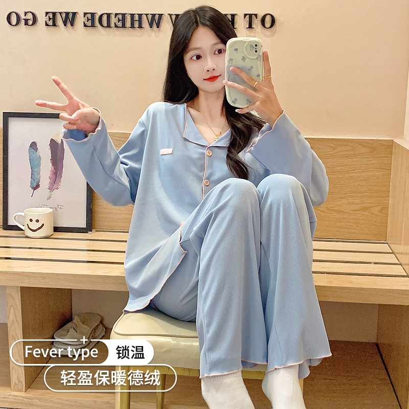 【官方推荐】睡衣女德绒长袖长裤