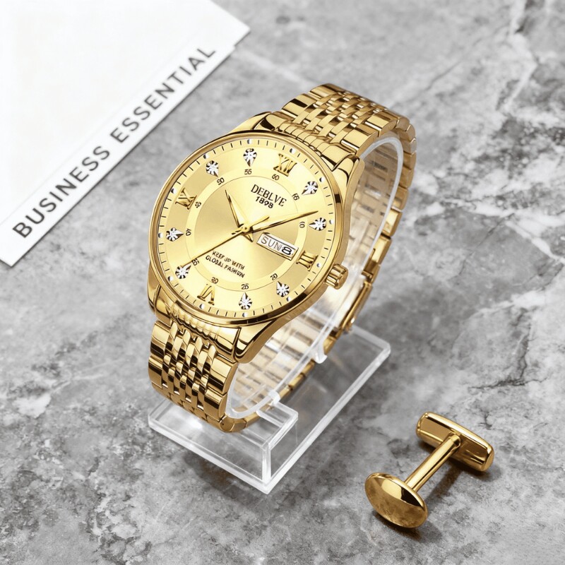 镂空男士手表男正品名牌全自动非机械表钢带男款商务防水石英腕表